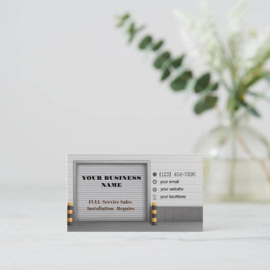 Garage Door Business Cards Visitenkarte (Stehend Vorderseite)