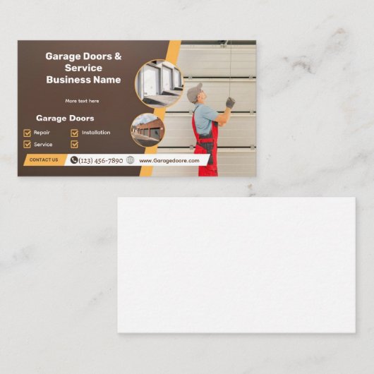 Garage Door Sales and Service Business Card Visitenkarte (Vorne/Hinten)