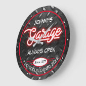 Garage für alle Imitate Red Neon Diamond Plate Große Wanduhr (Winkel)