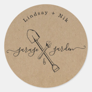 Garage & Garden Bridal / Dusche für Paar Runder Aufkleber