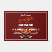 Garage irgendein Name stolz Fixierung lustiges Spr Fußmatte (Vorderseite)
