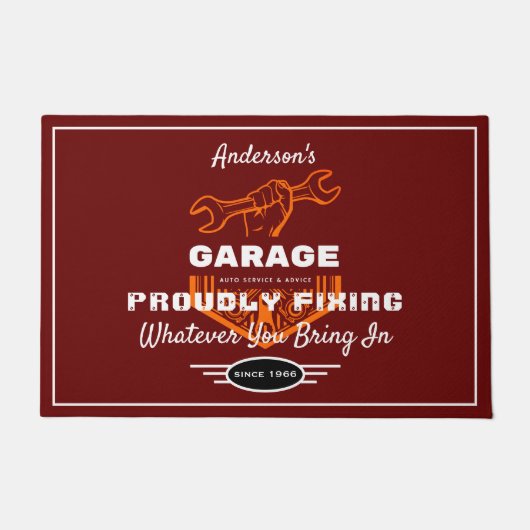 Garage irgendein Name stolz Fixierung lustiges Spr Fußmatte (Vorderseite)