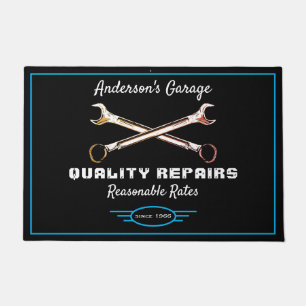 Garage jeden Namen Qualität Reparatur Autos blau  Fußmatte