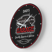 Garage jeglichen Namen Retro-Auto seit Datum rot s Große Wanduhr (Winkel)