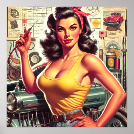 Garage Mechanisches Button Poster (Vorne)