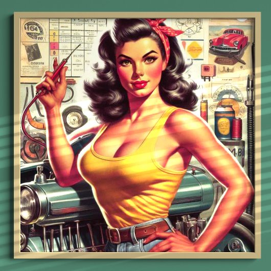 Garage Mechanisches Button Poster