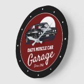 Garage Muskel Auto Vater oder irgendein Name Red B Große Wanduhr (Winkel)