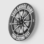 Garage oder Autoreparaturlackierrad auf Stahl Große Wanduhr (Winkel)