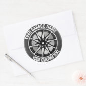 Garage oder Autoreparaturlackierrad auf Stahl Runder Aufkleber (Umschlag)