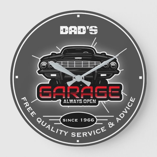 Garage oder irgendein Name des Vaters öffnen immer Große Wanduhr (Vorderseite)