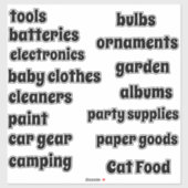 Garage Organisation individualisierbarer Vinyl Aufkleber (Blatt)