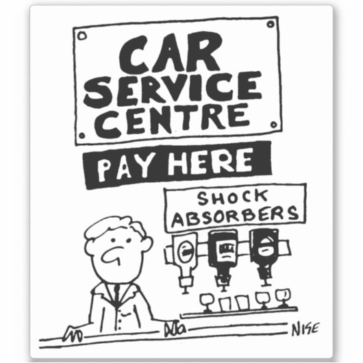 Garage Payment Desk hat Shock Absorbers Cartoon. Aufkleber (Vorderseite)