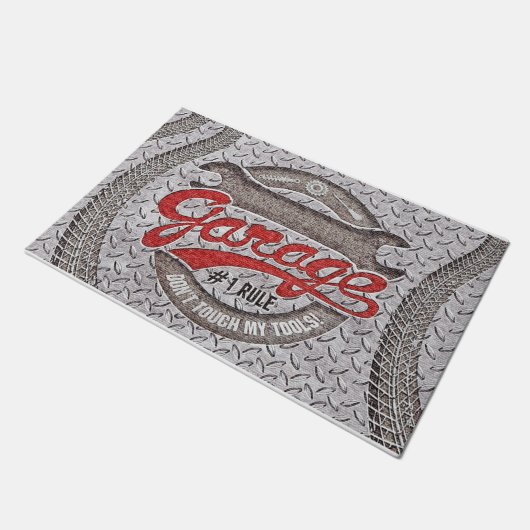 Garage Regeln Doormat, Coole Garage Fußmatte (Schrägansicht)