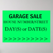 GARAGE SALE SIGN - Rechter Pfeil Poster (Vorne)