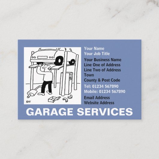 Garage Services Cartoon Visitenkarte (Vorderseite)