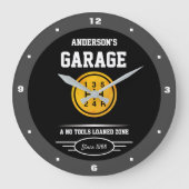 Garage-Slogan, Name Gold-Wagenüberschieberknopf Große Wanduhr (Vorderseite)