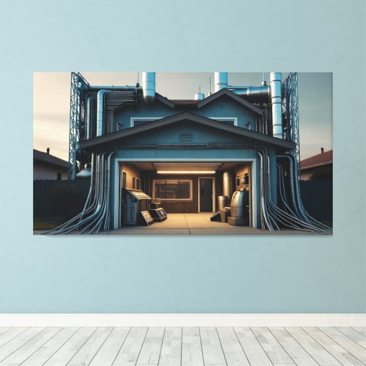 Garage Tech Upgrade canvas print Leinwanddruck (Insitu (Holzboden))