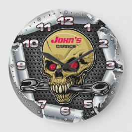Garage Tools Man Cave Personalizable Retro-Style Große Wanduhr