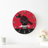 Garage Tools Man Cave Personalizable Retro-Style Große Wanduhr (Zuhause)
