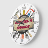 Garage Tools Man Cave Personalizable Retro-Style Große Wanduhr (Winkel)