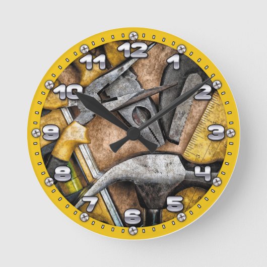 Garage Tools Man Cave Wall Clock Runde Wanduhr (Vorderseite)