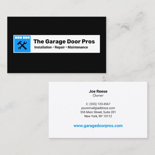 Garage-Türinstallationsprogramm und Reparatur Visitenkarte (Vorne/Hinten)