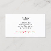Garage-Türinstallationsprogramm und Reparatur Visitenkarte (Rückseite)