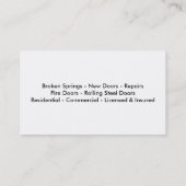 Garage-Türservice Visitenkarte (Rückseite)