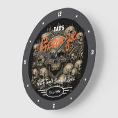 Garage Vater oder irgendein Name Skulls Grau Schwa Große Wanduhr (Winkel)