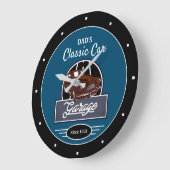 Garage Vater oder jeder Name Classic Car Garage Bl Große Wanduhr (Winkel)