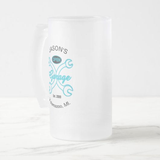 Garage Wrenches Trinkbehälter Mattglas Bierglas (Vorderseite Links)