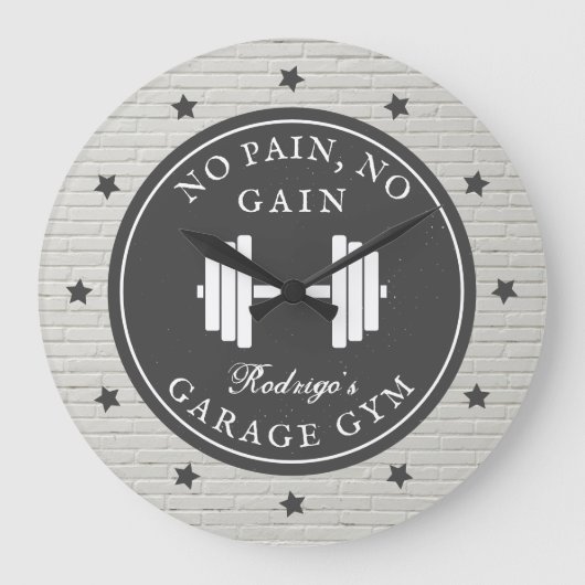 Garage Zuhause Gym Workout Fitness Barbell Sportna Große Wanduhr (Vorderseite)