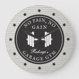 Garage Zuhause Gym Workout Fitness Barbell Sportna Große Wanduhr