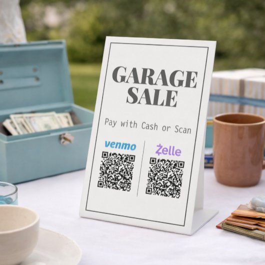 Garagenverkauf QR-Code Zahlungs Schild Tischschild