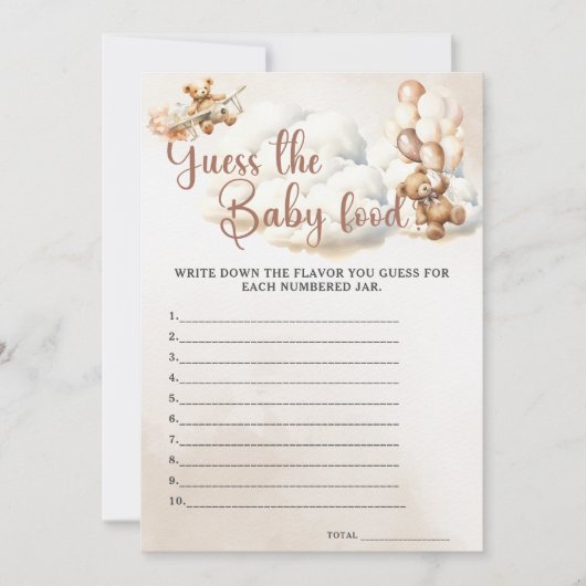 GARANTIEREN SIE DEN BABY FOOD Baby Duschgel Game N Einladung (Vorderseite)