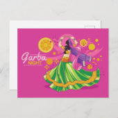 Garba Night Dancer, rosa Einladungspostkarte (Vorne/Hinten)