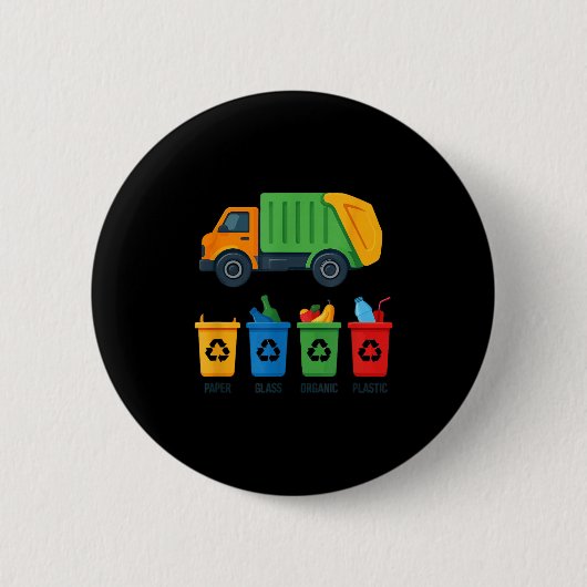 Garbage Day Recycling Truck Kids Boys Toddlers Gir Button (Vorderseite)