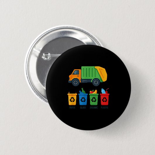 Garbage Day Recycling Truck Kids Boys Toddlers Gir Button (Vorne & Hinten)
