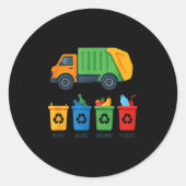 Garbage Day Recycling Truck Kids Boys Toddlers Gir Runder Aufkleber (Vorderseite)