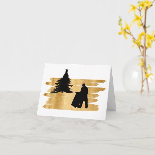 Garbage Man and Christmas Tree Silhouette Card Karte (Gelbe Blume)