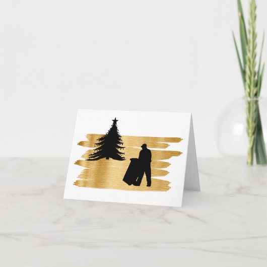 Garbage Man and Christmas Tree Silhouette Card Karte (Vorderseite)