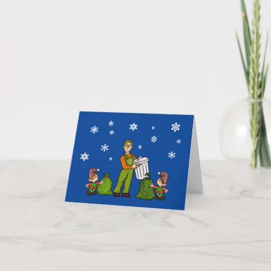 Garbage Man and Elves Christmas Card Karte (Vorderseite)
