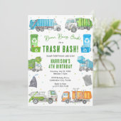 Garbage Trash Truck Birthday Invitation Einladung (Stehend Vorderseite)