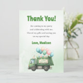 Garbage Trash Truck Geburtstagsparty Danke Karte (Stehend Vorderseite)