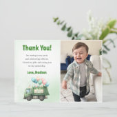 Garbage Trash Truck Geburtstagsparty Danke Karte (Stehend Vorderseite)