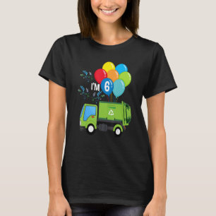 Garbage Truck 6. Geburtstag Fahrzeug Grüne Ballons T-Shirt