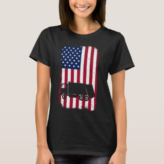 Garbage Truck American USA Flag Patriotic Men Wome T-Shirt