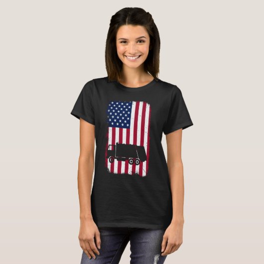 Garbage Truck American USA Flag Patriotic Men Wome T-Shirt (Vorne ganz)