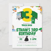 Garbage Truck Birthday, Garbage Truck 3. Geburtsta Einladung (Vorderseite)