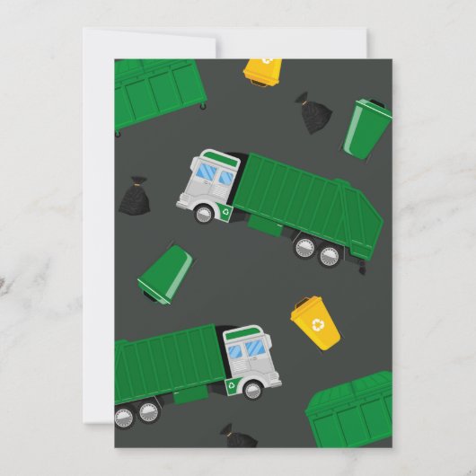 Garbage Truck Birthday, Garbage Truck 3. Geburtsta Einladung (Rückseite)